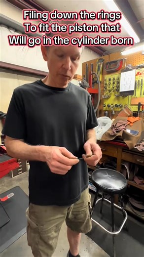 File fitting the rings. #engineshop #dragracing #enginebuild #pearlandtx #machineshop #owensracing | KAutosUk Mechanic