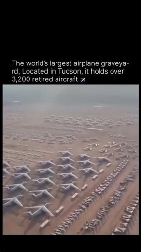 The world's largest airplane graveya-rd, Located in Tucson, it holds over 3,200 retired aircraft 💀