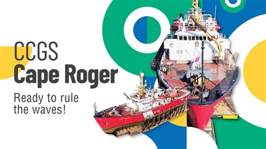 Reborn and ready to rule the waves 🌊! After undergoing a regulatory dry dock at Canadian Maritime Engineering Ltd. Shipyard in North Sydney, the mighty CCGS Cape Roger emerges stronger than ever, eager to conquer the seas once more! | Canadian Coast Guard