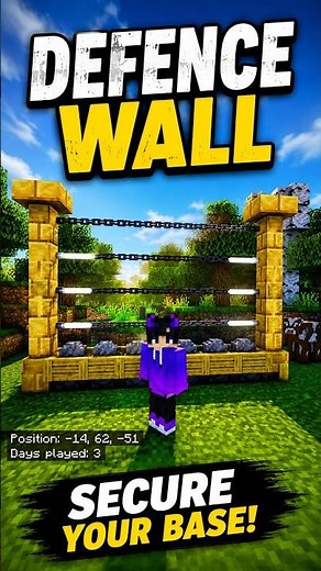😱Ultimate Defence Wall Build in Minecraft! 🛡️ Secure Your Base From Mobs #shorts