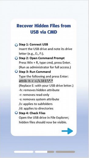 Unhide USB Files with CMD — Easy Steps! #usb #datarecovery #cmd
