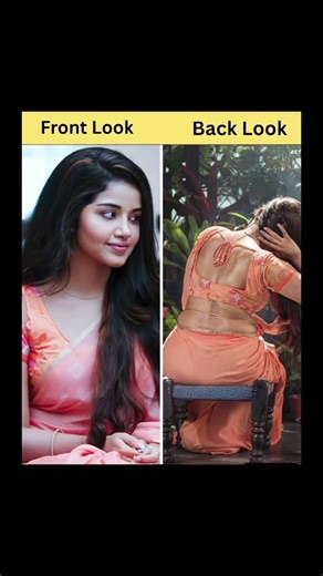 Anupama Parameswaran’s peach saree front & back elegance ✨