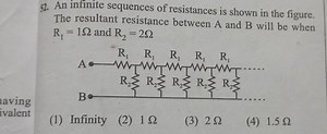 An infinite sequences of resistances is shown in the figure. Th... | Filo