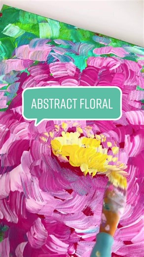 I love a simple abstract floral! You can do it! #abstractfloral #easyart #arttutorial #homedecordiy #momtok #learnart #flowerpainting