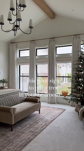 12K views · 65 reactions | This is your sign to put a tree in your bedroom this holiday season! I have the 9’ Noble Fir from King of Christmas (unlit) and added fairy lights and ornaments, but I love how it looks unlit and natural as well! One of my favorite splurge worthy trees! Affiliate Link: https://liketk.it/5uDlx | White At Home | Facebook