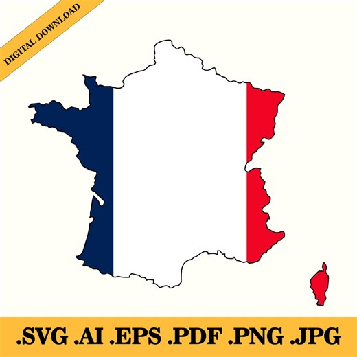 France Flag Map Silhouette: Vector Graphic (digital Download) - Etsy