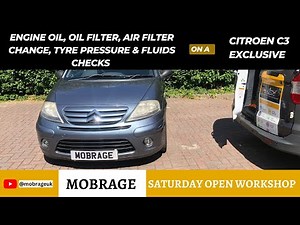 Engine oil, oil & air filter change on a Citroen C3 Exclusive | Mobrage Saturday Open Workshop
