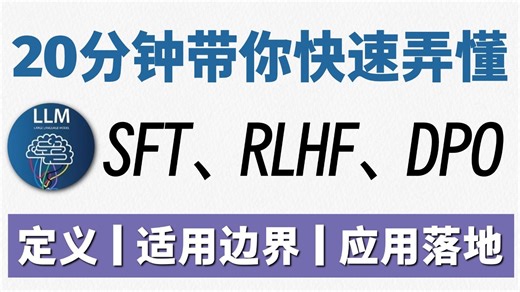 20分钟带你快速弄懂SFT、RLHF、DPO ！从定义到适用边界全流程解析~大模型|LLM
