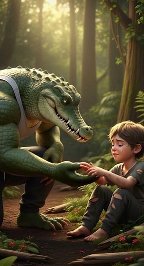The Silent Guardian: Crocodile Saves a Lost Child in the Jungle