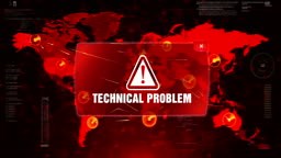 Technical Problem Alert Warning Message Attack on World map. Wire...