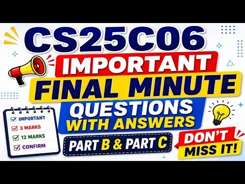 CS25C06 Digital Principles Important Questions 2026 | Final Minute Confirm Questions 🔥 | 2026