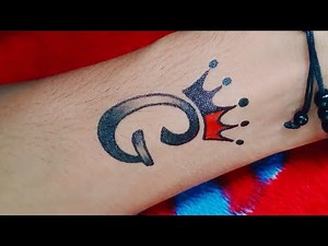 How to Make G letter tattoo with Crown on Hand || G letter tattoo | g name tattoo | g tattoo