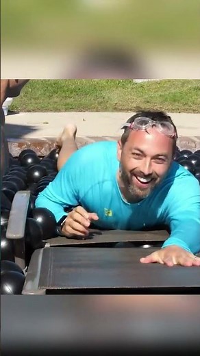 A 600-pound plastic ball was thrown into the swimming pool#funfacts #interestingfacts #shorts