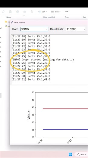Real-Time Serial Monitoring with Graph Export #serialport#iotproject #log #dataexport