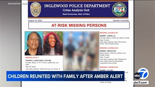 An Amber Alert was canceled Sunday afternoon after three young children who were reported missing along with their babysitter were located. See the full story here: https://abc7.com/post/police-inglewood-searching-3-young-children-last-seen-babysitter/17493736/ | ABC7 Morning Show