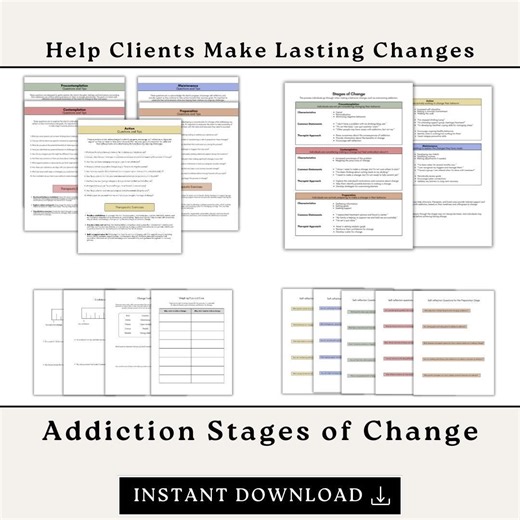 Substance Use. Stages of Change. Counseling Worksheets. Making Changes. Therapist Tools. MI Therapy. - Etsy