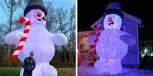 This Giant Inflatable Frosty the Snowman Is Taller Than Your House and Puts on a Dazzling Light Show