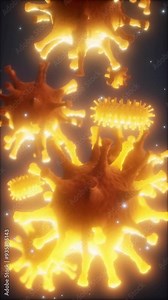 Bacteria virus or germs microorganism cells under microscope with depth