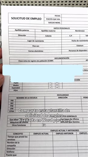 Plantilla de Solicitud de Empleo en Word (EDITABLE) y en PDF Lista para Imprimir (GRATIS) 👌🏻💯 | didocu