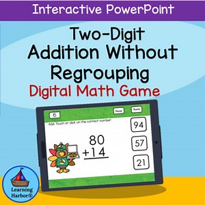 Two Digit Addition NO Regrouping Turkeys in Disguise Interactive PowerPoint
