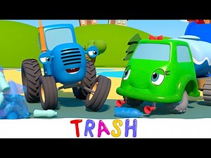 Trash - Blue Tractor on Playground - Kids Songs and Cartoons