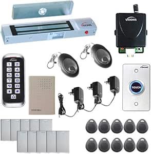 Visionis FPC-5652 One Door Access Control System Outswing Door 600lbs Magnetic Lock with VIS-3005 Slim Outdoor IP68 RFID Keypad Entry Security with Wireless Remote EM Standalone 2000 Users Kit