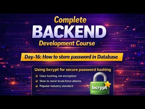 Day-16: How to store password in Database| Complete Backend Development Course| day-16