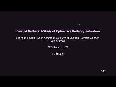 [DL Math+Efficiency] Georgios Vlassis - Beyond Outliers: A Study of Optimizers Under Quantization
