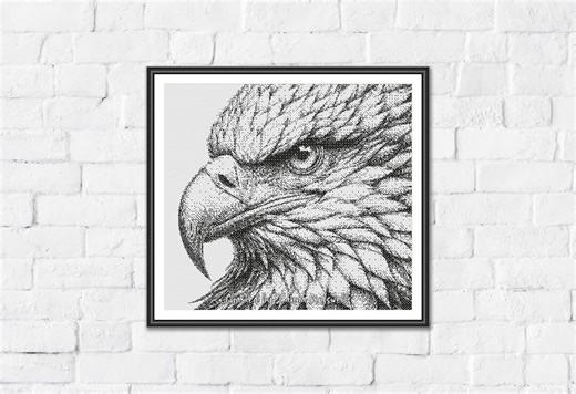 Eagle - Minimalist Monochrome One Color Counted Cross Stitch Pattern. Downloadable PDF Pattern Keeper & Markup R-XP Tested. - Etsy
