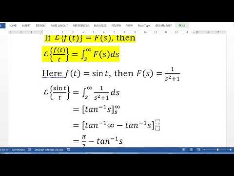 Laplace Transform (Division by t Property)