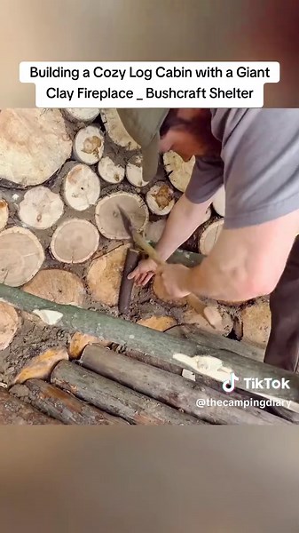 Building a Cozy Log Cabin with a Giant Clay Fireplace _ Bushcraft Shelter #bushcraft #survival #camping #wilderness #campinglife