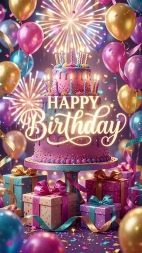 Happy Birthday ! 🎂 🎵 Animated wishes with cake, Balloons ,confetti and Birthday celebration song
