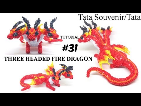 (Free) How to Beads Three Headed Fire Dragon Part 31/Beading Tutorial Dragon