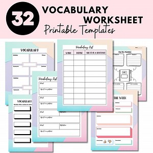 Vocabulary Template Worksheet Vocabulary List Notebook Template Planner - Etsy Canada
