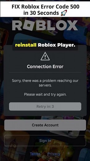 FIX Roblox Error Code 500 in 30 Seconds 🚀 #Roblox #error500 #robloxfix #RobloxError500 #servererror