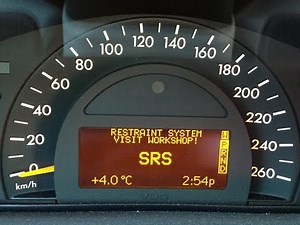 How do you reset the SRS warning light on the Mercedes C-Class?