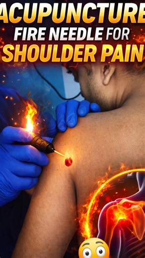 🔥 Fire Needle Therapy for Shoulder Pain Relief | Real Acupuncture Demo #health #FireNeedle #shorts