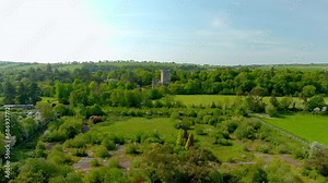 Blarney Castle, medieval stronghold in Blarney, known for its legendary world-famous magical Blarney Stone aka Stone of Eloquence, and awe Blarney Gardens. County Cork, Ireland. Speed ramp effect.