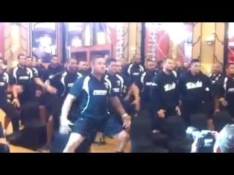 New Zealand Rugby League Team Perform The Haka In Doncaster