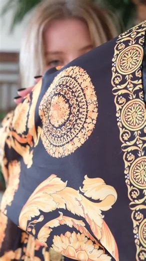 Oversized Satin Kimono Robe: Golden Blossom Loungewear, Plus Size Bridal Robe - Etsy