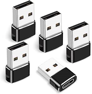 USB C Female to USB Male Adapter, 5-Pack, Type C to USB A Charger Converter for iPhone 16 15 14 13 12 11 Plus Pro Max, Samsung Galaxy S24 S23 S22 Ultra, A-pple iWatch Watch Series 7 8, AirPods, iPad