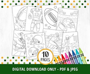Football Coloring Pages Printable, Football Coloring Pages, Football Birthday Party Activity, Kids Sports Coloring Pages, PDF DIGITAL - Etsy