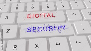 Digital security keyboard password access Data Information internet Security cyber hackers attack 3D animation White keyboard