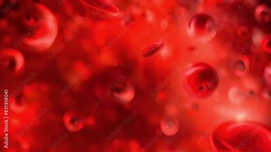 red blood cells in a blue background. Concept of chaos and disorder, as the red blood cells are scattered and disorganized. The blue background adds a sense of calmness