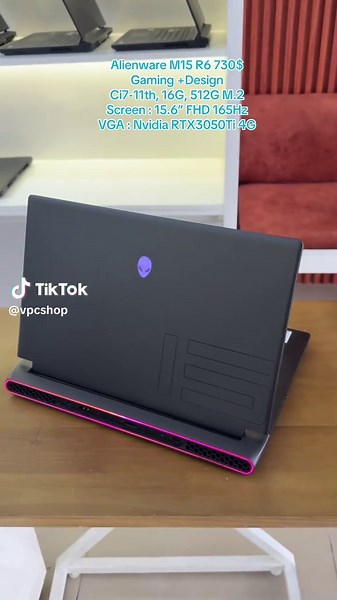 Alienware M15 R6 ( Grade A ) = 730$ 🎉 Design, Game…. CPU : Core i7-11800H 2.3GHz 16CPUs RAM : 16GB DDR4 SSD : 512GB NVMe Screen : 15.6” Full HD ( 1920 x 1080 ) VGA : Nvidia Geforce RTX3050Ti 4GB ** Refresh Rate : 165Hz ** Keyboard light ( RGB ) ** Wifi 6 Ultra Fast Speed 𝗚𝗿𝗼𝘂𝗽 𝗧𝗲𝗹𝗲𝗴𝗿𝗮𝗺 : https://t.me/vpcshop Telegram Private Chat : t.me/samolsem TikTok : www.tiktok.com/@vpcshop ——————————————— Warranty 2 months on hardware Free life time service and software ទីតាំងផ្ទះលេខ 10A, ផ្លូ