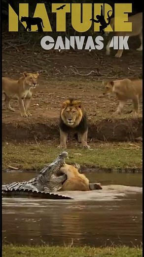 Crocodile vs Lion River Battle | Epic Wildlife Showdown #Animals #Wildlife #lion