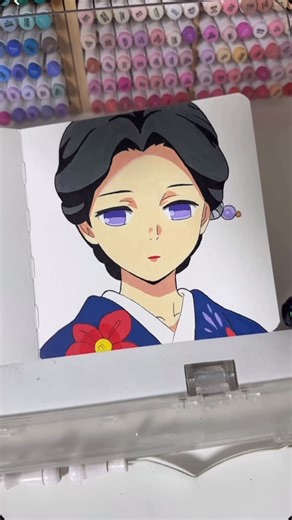 sleepydoodless on Instagram: "Day 21- ASMR Drawing Lady Tamayo from Demon Slayer #demonslayer #sketchbook #ardrawing #animeart #acrylicpainting"