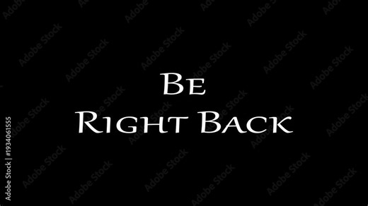 Be right back text glitch effect on black background. glitch pixel effect for Be right back text animation.