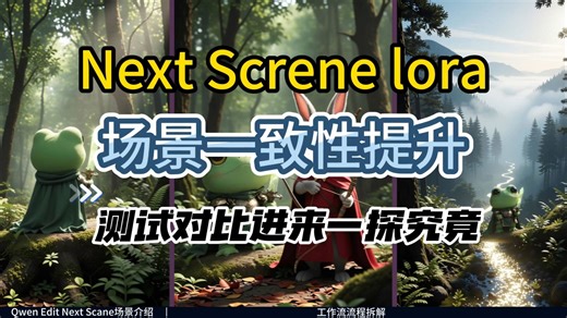 [ComfyUI]Qwen-2509 电影级续帧神器！next-scene LoRA 让 AI 像导演一样运镜：推拉摇移 + 无缝转场，故事板秒生成