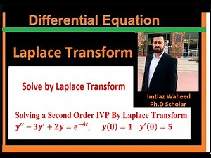 Solving a Second Order IVP By Laplace Transform | y^''-3y^'+2y=e^(-4t), y(0)=1 y^' (0)=5